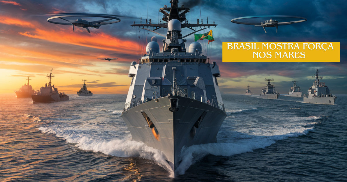 Brasil reforça segurança marítima e inovação no AMAN 2025 no Paquistão, destacando cooperação internacional e proteção da Amazônia Azul. (Imagem: Reprodução/Canva)