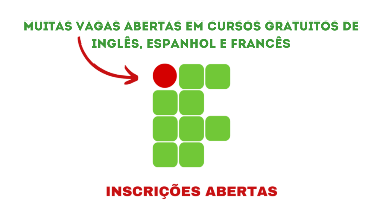 Instituto Federal de Minas Gerais (IFMG) abre vagas em cursos gratuitos de idiomas (inglês, espanhol e francês) para diversos níveis.