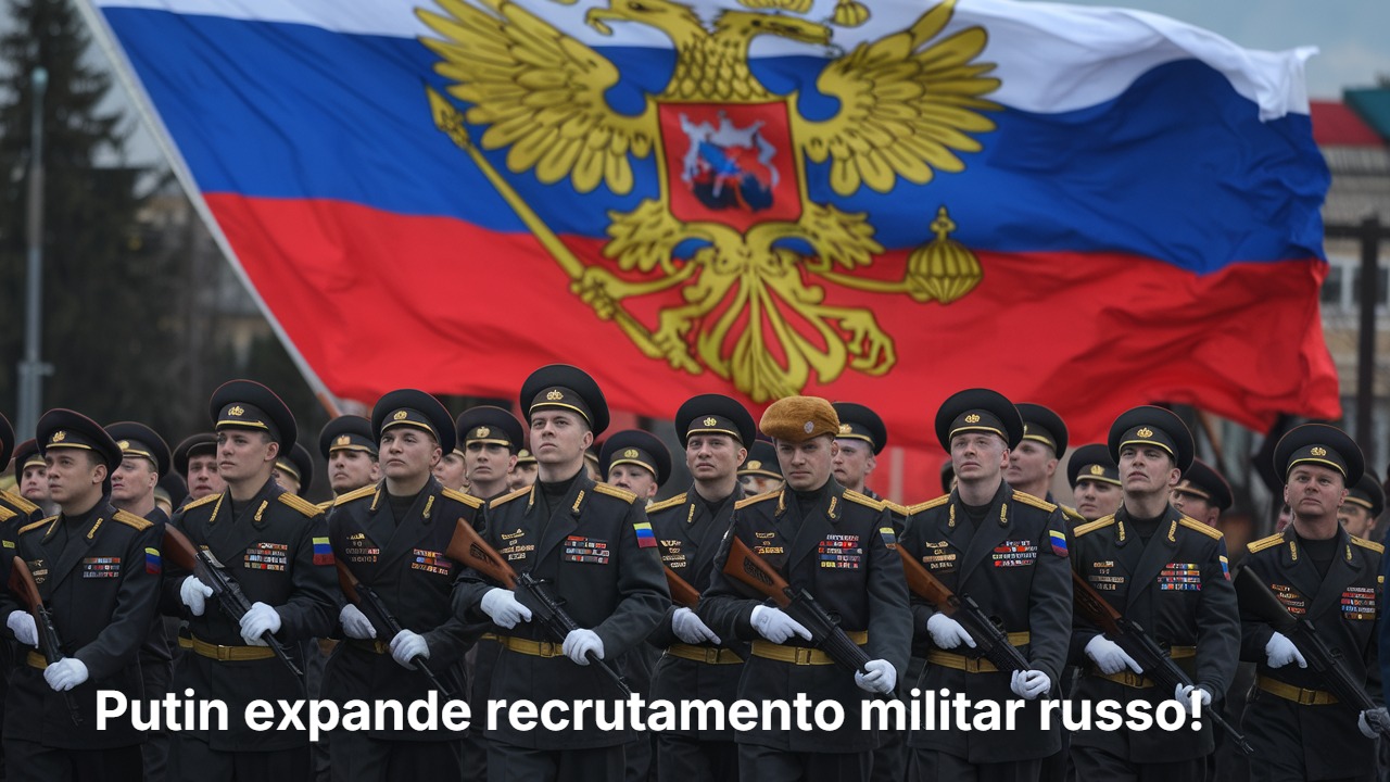 Vista panorâmica do Exército da Rússia em marcha contra a Ucrânia