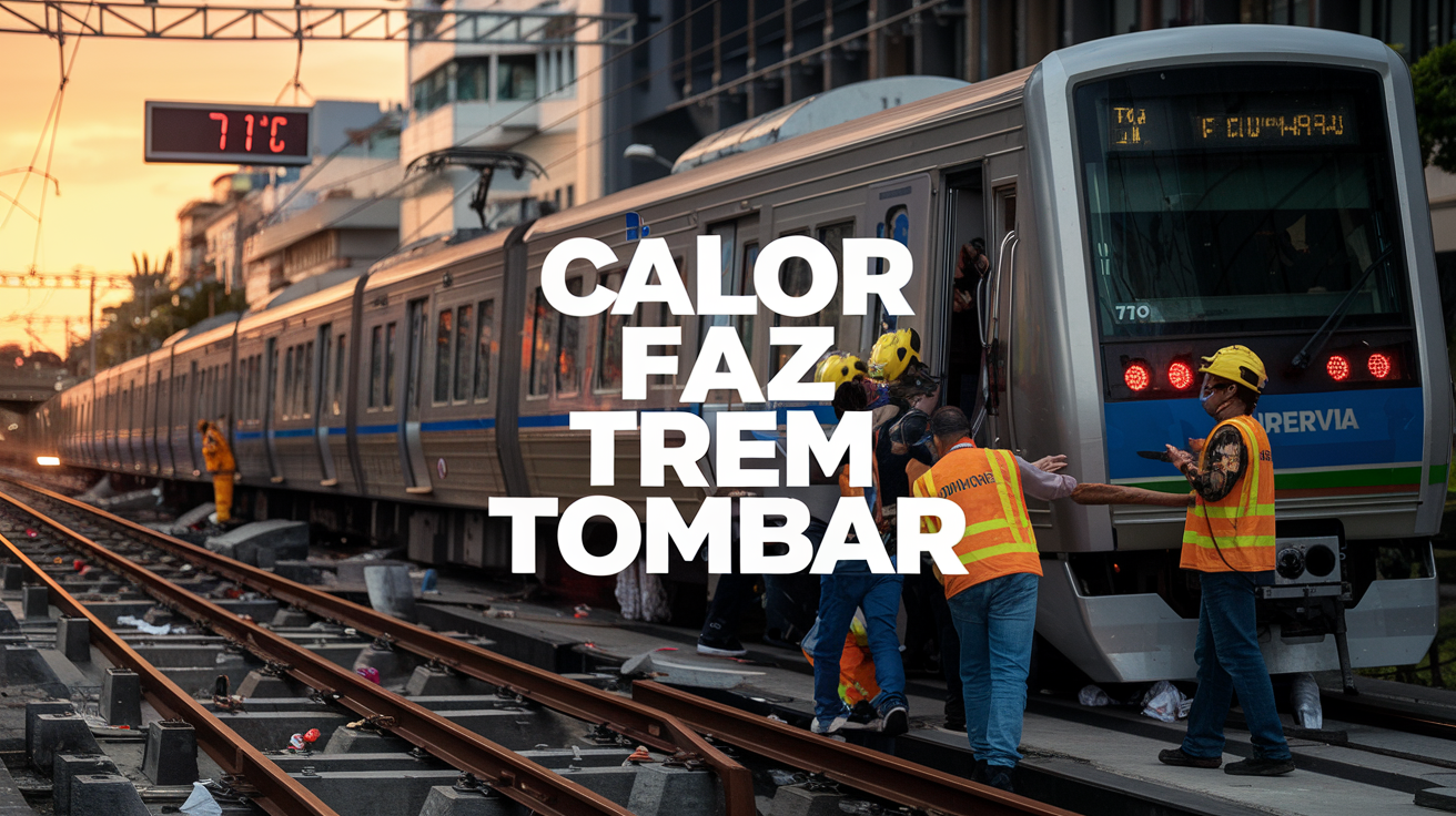 Trem da SuperVia descarrila no Rio de Janeiro após calor extremo deformar os trilhos. Empresa confirma que não houve feridos. (Imagem ilustrativa criada por IA)