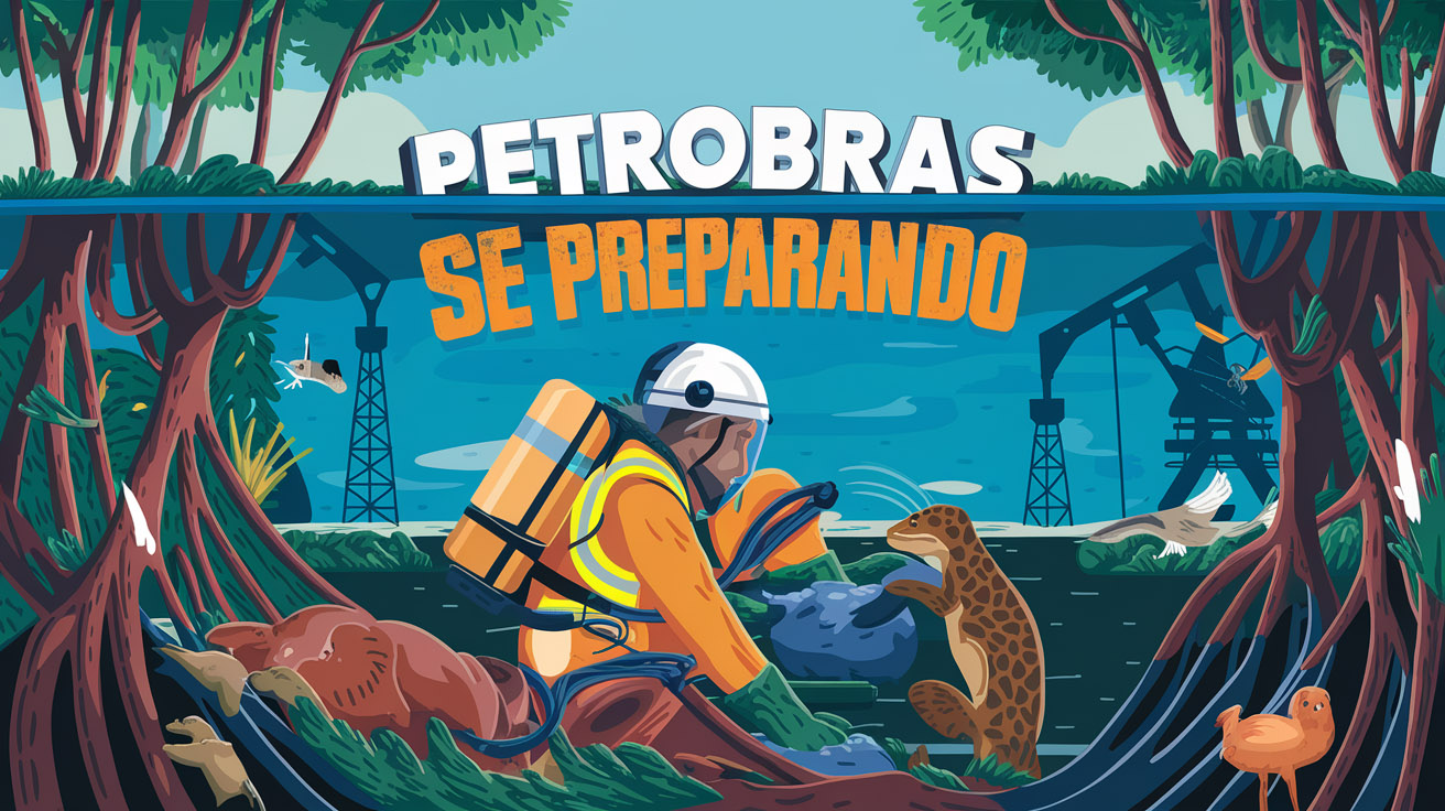 Petrobras treina equipes em Oiapoque para resgatar animais em caso de vazamento de óleo na Foz do Amazonas, aguardando licença ambiental.