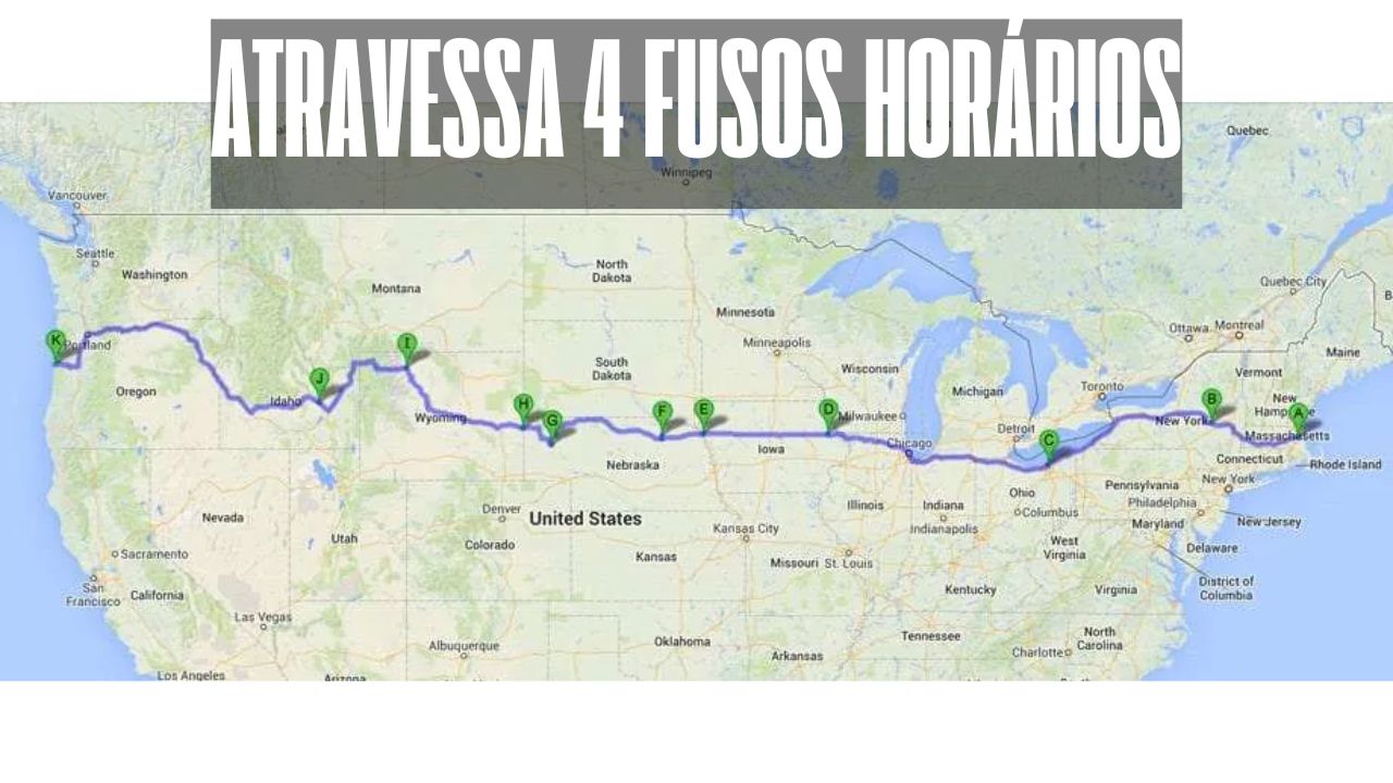 A rodovia mais longa dos EUA: viagem de 5.415 km atravessa 12 estados e 4 fusos horários