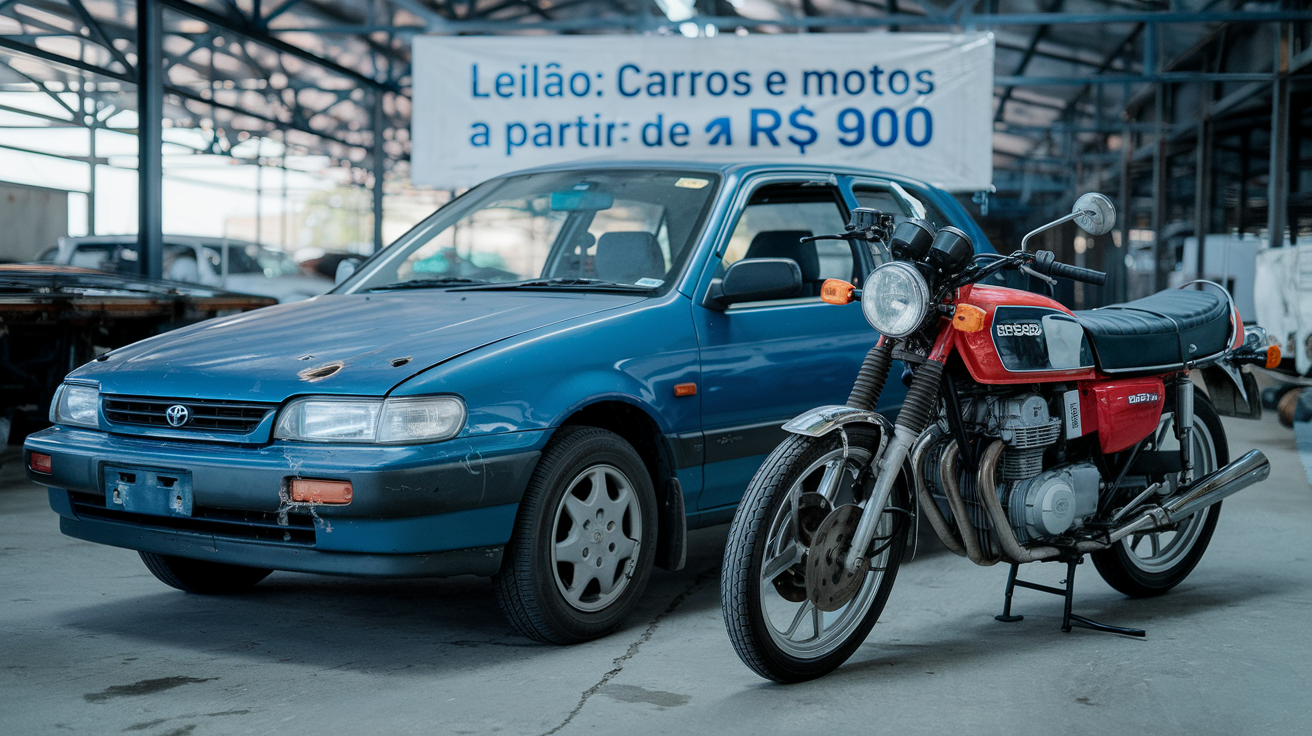 Carros e motos a partir de R$ 900 no leilão do Detran-SP; descubra como participar, dar lances e garantir um bom negócio ainda este mês