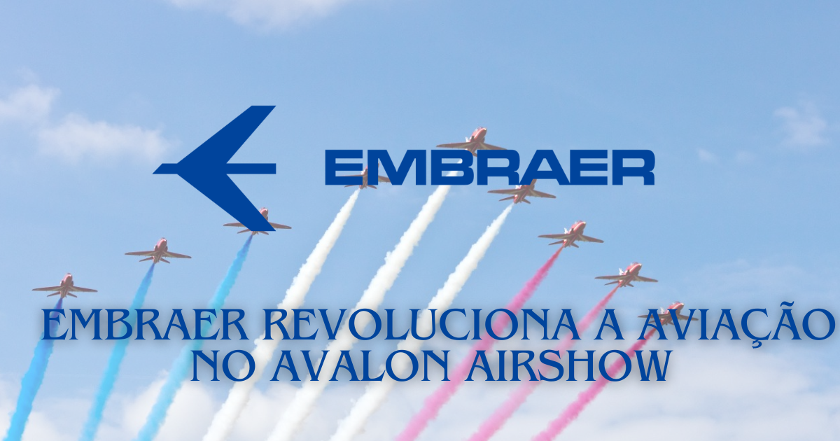 Embraer brilha no Avalon Airshow 2025! Novos E190-E2 para a Virgin Australia e o KC-390 reforçam inovação e sustentabilidade na aviação. (Imagem: Reprodução/Canva)