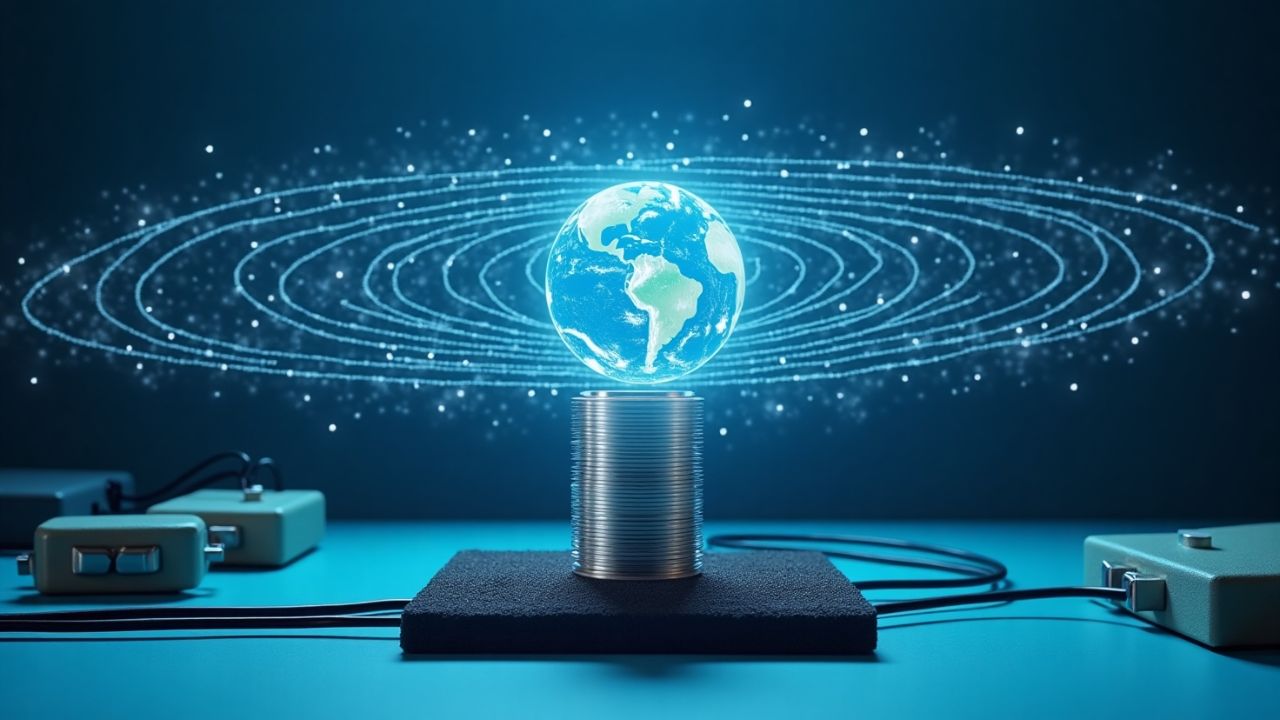 Cilindro de ferrite usado em experimento que comprovou geração de eletricidade a partir da rotação terrestre e do campo magnético da Terra.