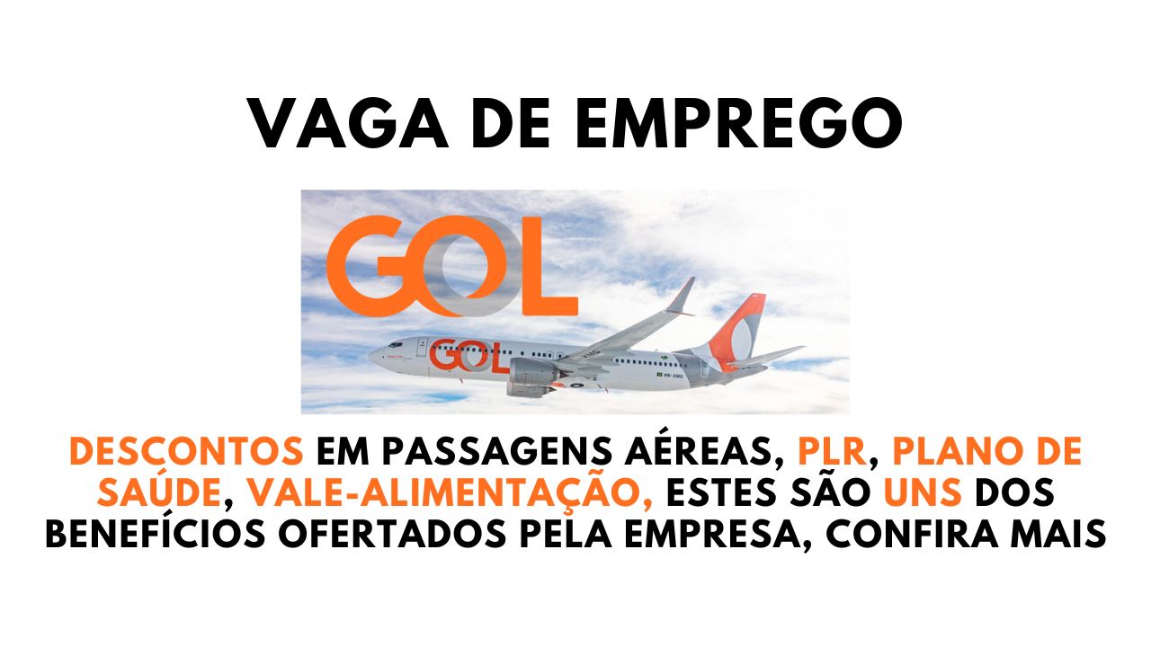 Gol abre vaga para Supervisor de Atendimento ao Cliente para trabalhar das 09h às 18h de segunda a sexta com salário competitivo, plano de carreira, passagens aéreas com desconto, plano de saúde, vale-alimentação e outros benefícios