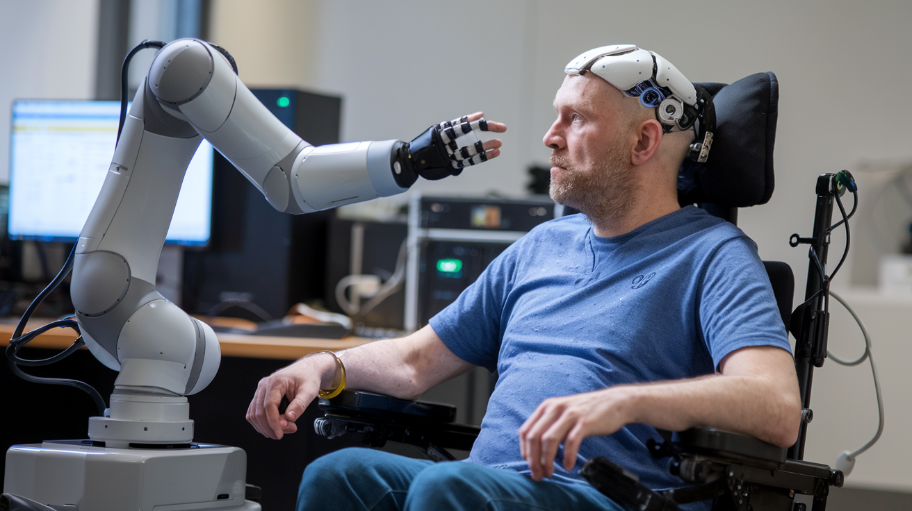 Homem com paralisia consegue movimentar braço robótico usando apenas o pensamento