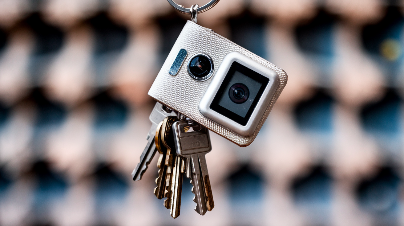 Mini câmera chaveiro com lente de 2 megapixels (MP) e ângulo wide de 90 graus, faz sucesso na web; a mini câmera chaveiro promete fotos e vídeos em 1080p 