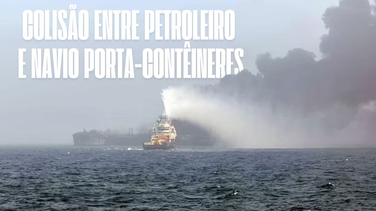 Petroleiro pega fogo após colisão com navio porta-contêineres e ameaça causar desastre ambiental no Mar do Norte