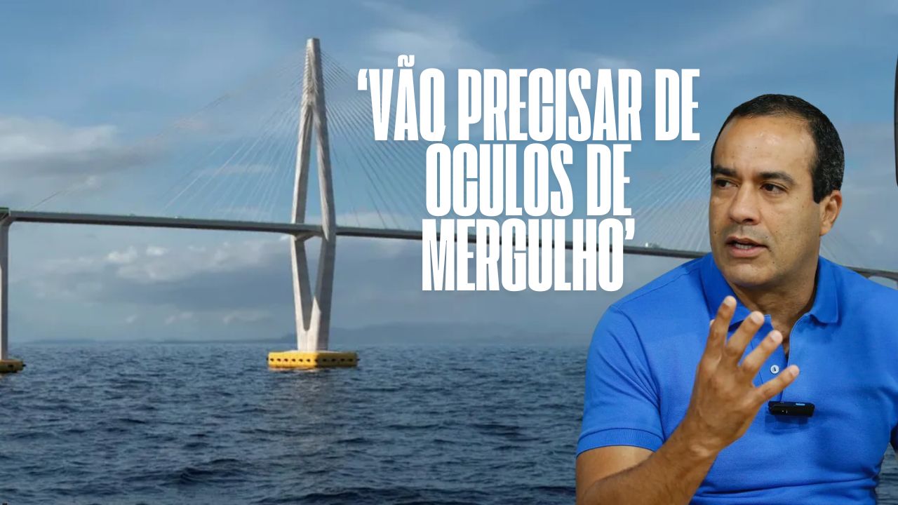 Prefeito Bruno Reis critica atrasos na construção da Ponte Salvador-Itaparica e ironiza falta de avanços. Projeto de R$ 9 bilhões pode ser concluído apenas em 2032