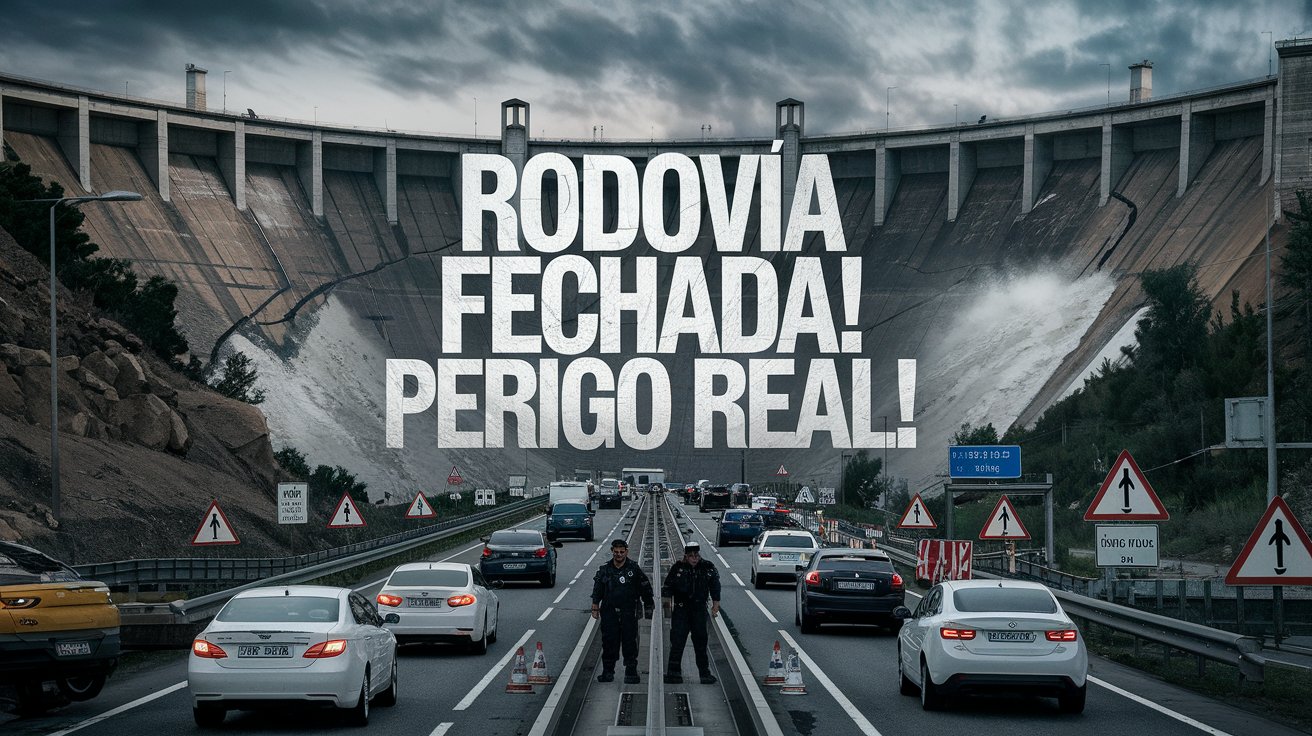 Rodovia BR-153 é interditada após risco de rompimento de barragem! Fissuras na pista preocupam e motoristas precisam buscar desvios.