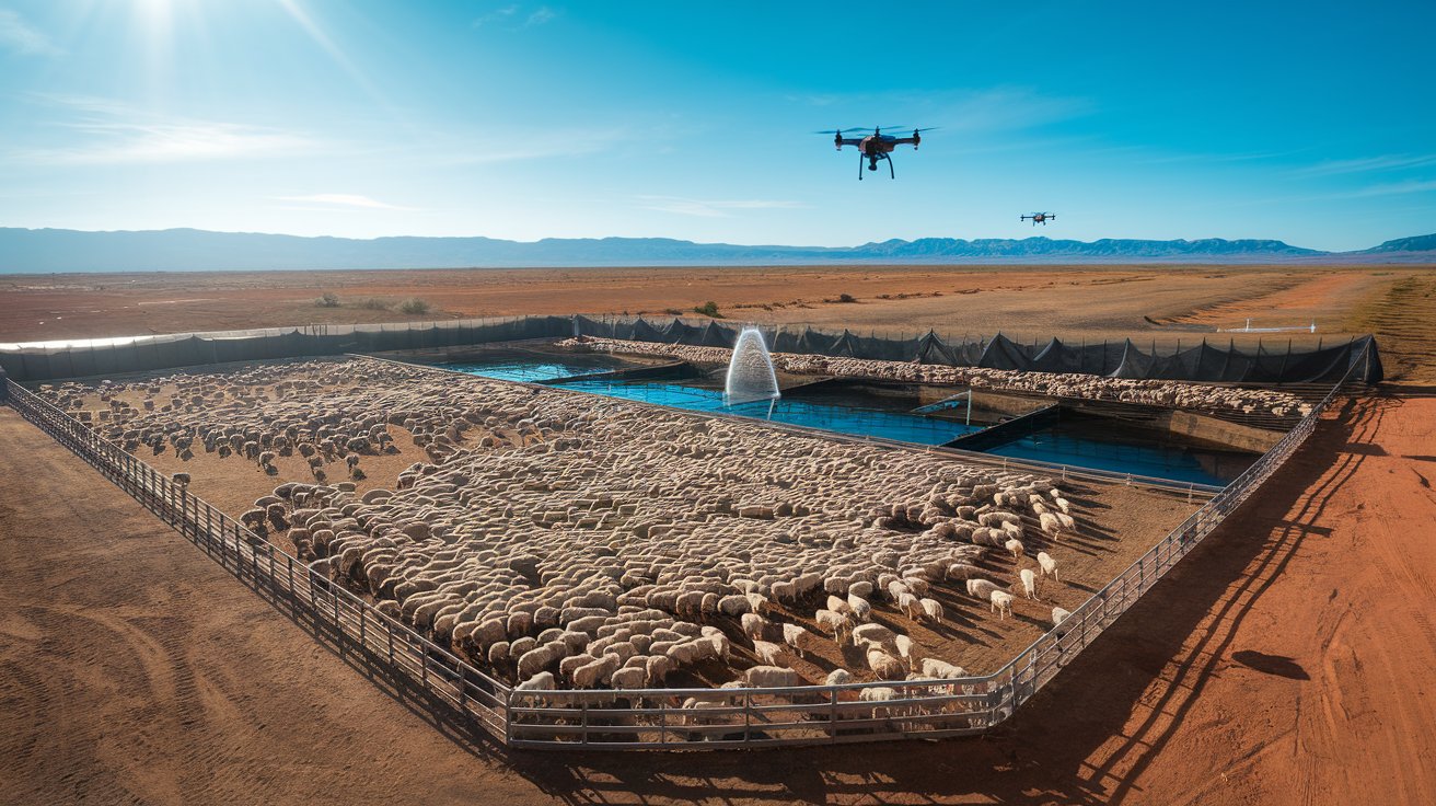 Descubra a maior fazenda de ovelhas do mundo: Rawlinna Station, na Austrália, com 1 milhão de hectares e um rebanho de 60.000 ovelhas Merino.