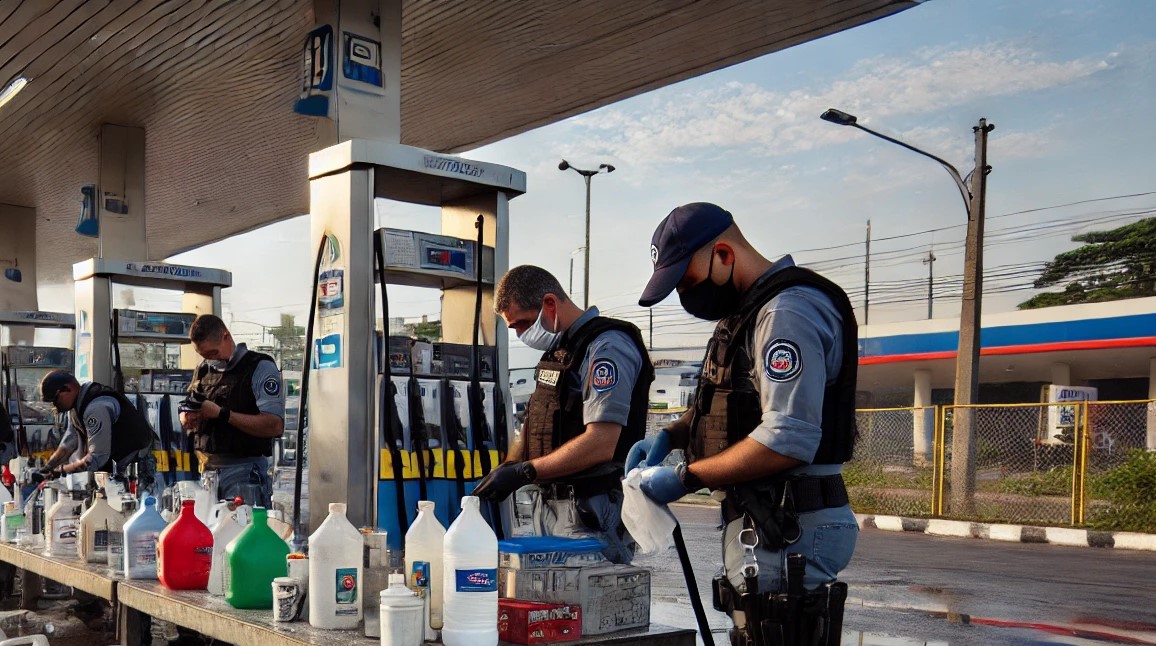 combustíveis adulterados sendo fiscalizados