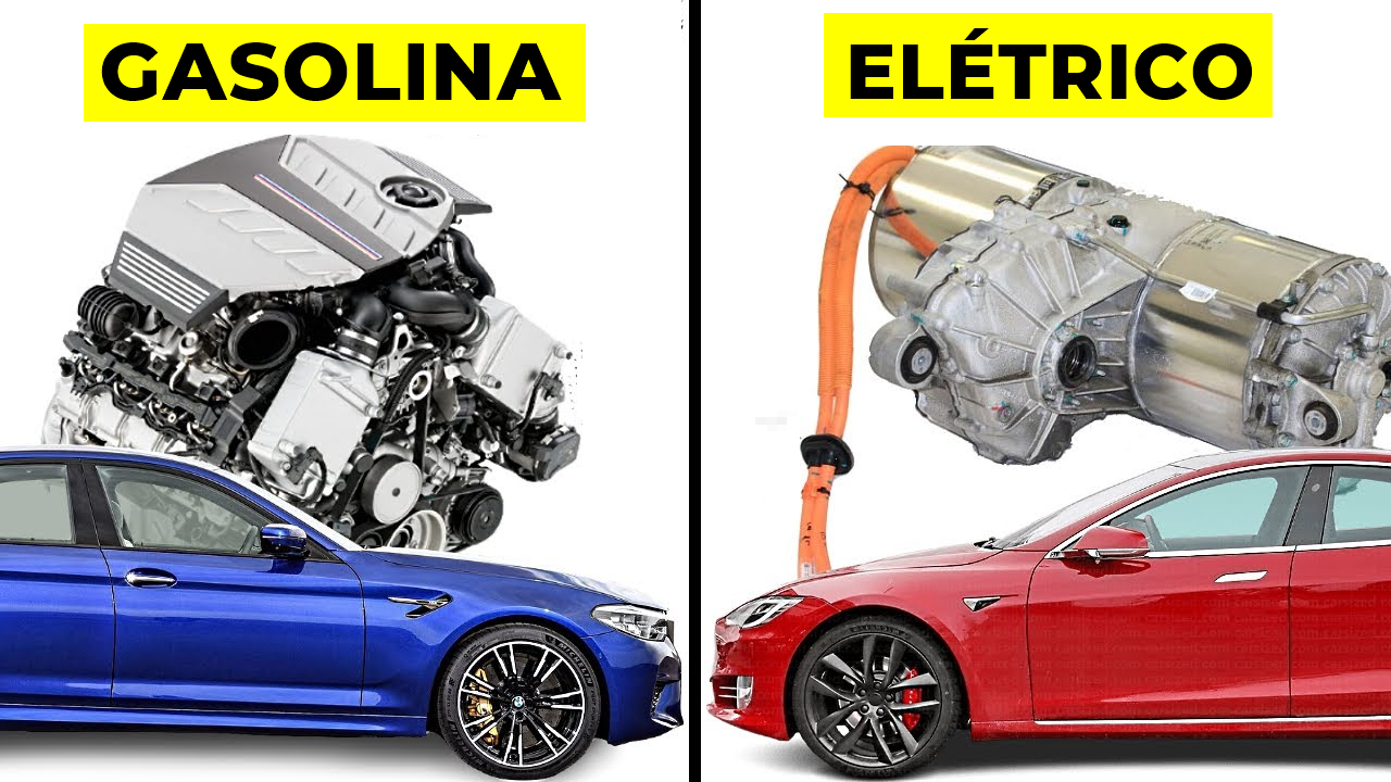 veículo elétrico, veículo a combustão, gasolina