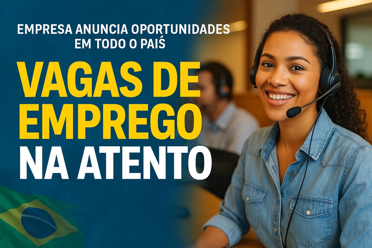 Vaga na Atento oferece salário fixo, benefícios e chance de crescimento em vendas externas.