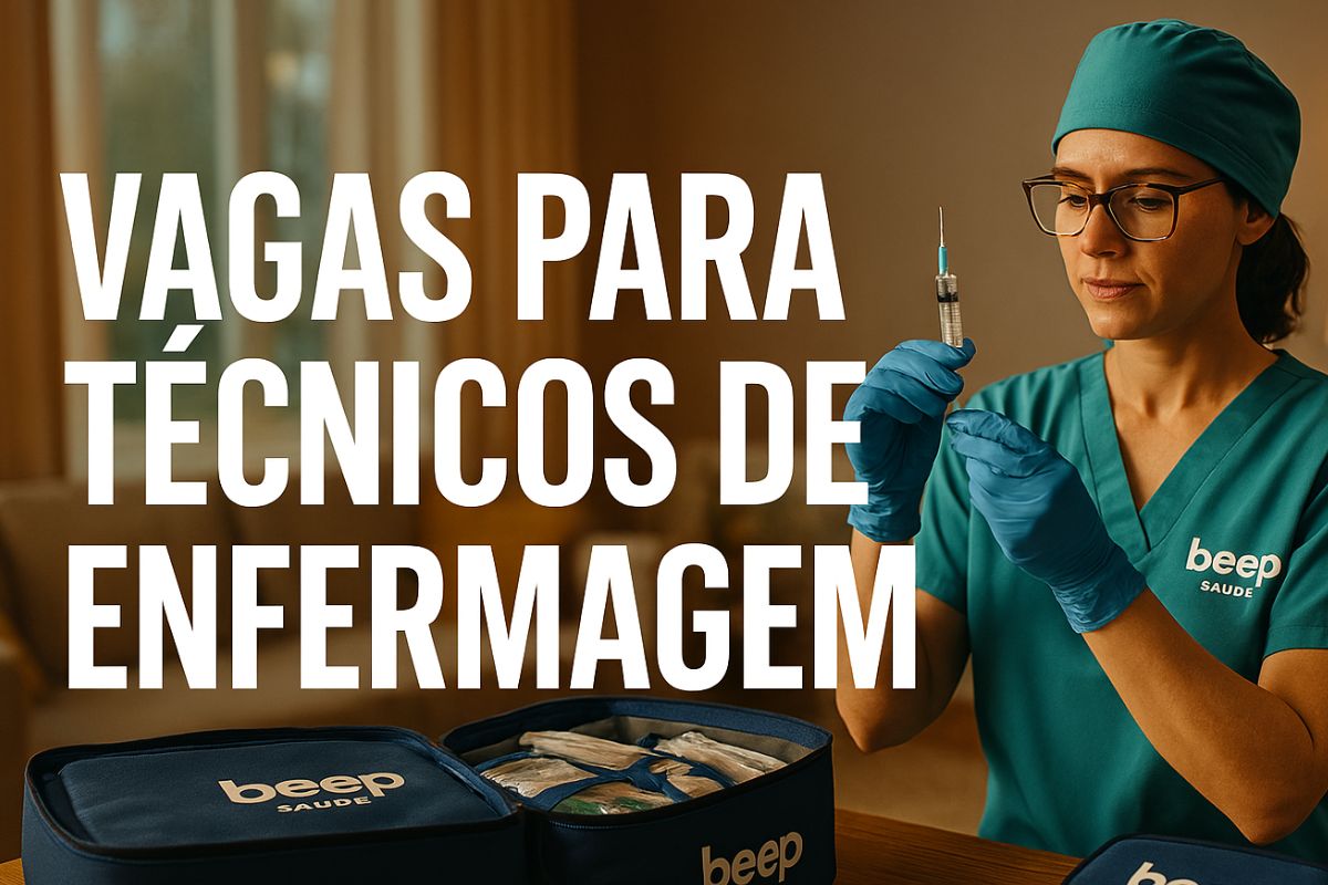 Beep Saúde abre vagas para Técnicos de Enfermagem em Alphaville. Escala 12x36, atendimento domiciliar e muitos benefícios. Inscrições até 16 de maio