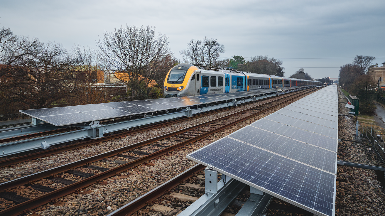 França testa painéis solares em trilhos de trem para ampliar geração de energia renovável