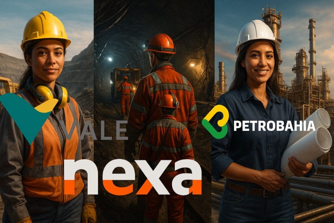 Novas vagas de emprego abertas na mineração e energia: oportunidades na Nexa, PetroBahia e Vale com foco em diversidade e liderança técnica