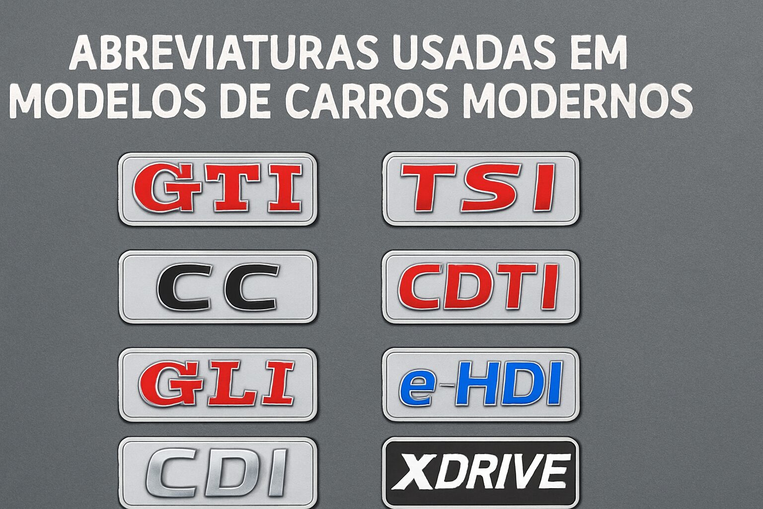 O que significam as siglas GTI, TSI, CC e outras abreviações usadas em modelos de carros modernos