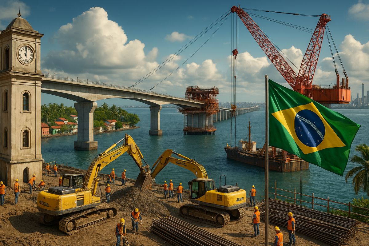 Governo da Bahia conclui sondagem histórica do solo e avança na construção da Ponte Salvador-Itaparica, que será a maior da América Latina, com 12,4 km sobre o mar e promessa de gerar 7 mil empregos.