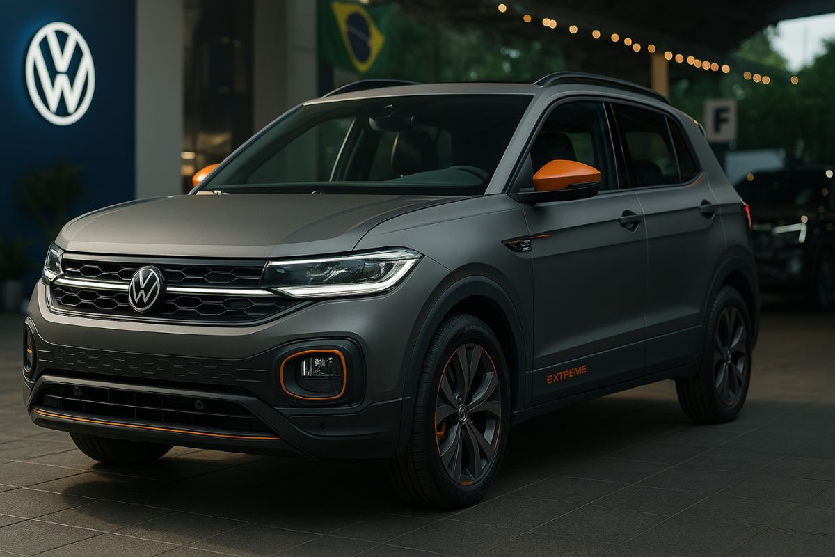 O novo Volkswagen T-Cross Extreme 2025 chega ao Brasil com pintura fosca exclusiva de fábrica, motor 1.4 turbo e pacote tecnológico completo — mas com preço que ultrapassa os R$ 204 mil. Será que vale o investimento?