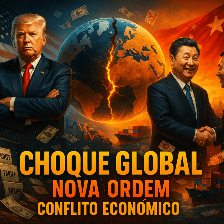 A disputa comercial entre China e EUA acelera mudanças na geopolítica, enfraquece a Europa e redesenha as forças que moldam o cenário global. (Imagem: Reprodução/Canva)