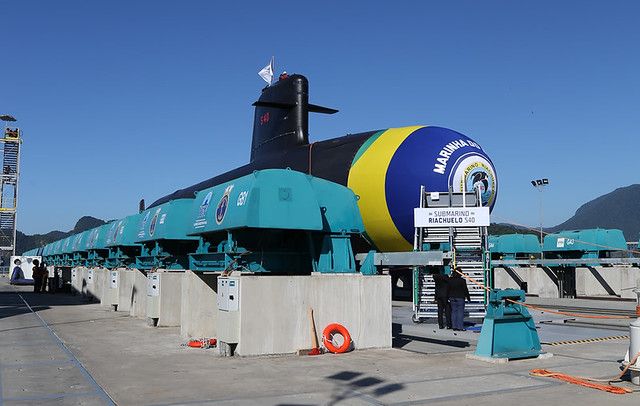 Submarino Riachuelo S40 da Marinha do Brasil em Itaguaí, parte do PROSUB em parceria com o Naval Group.