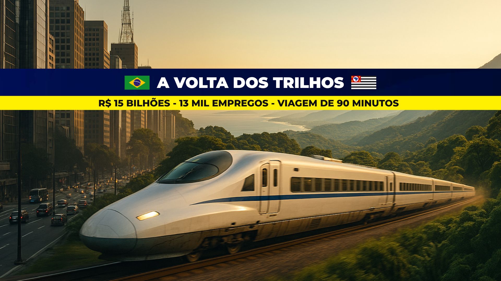 trem intercidades, transporte São Paulo, TIC Eixo Sul, viagem 90 minutos, mobilidade SP, ferrovia litoral paulista, SP nos Trilhos, investimentos transporte