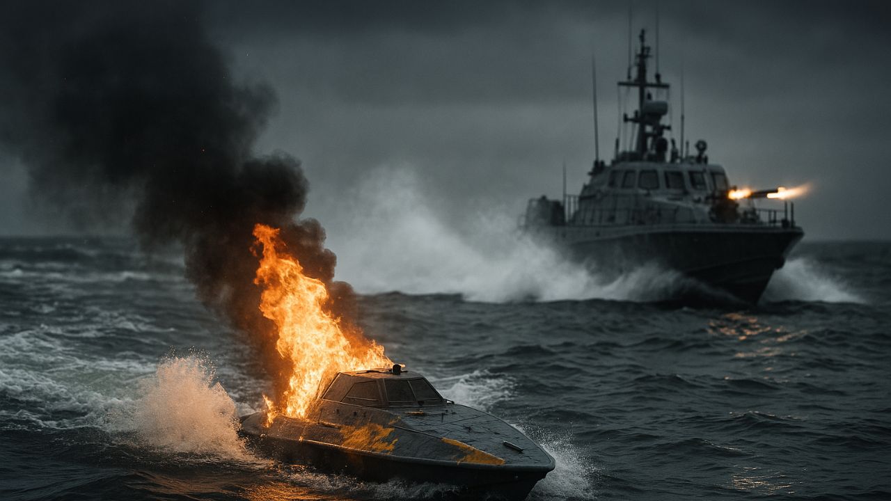Magura V5 é destruído por barcos BK-16 no Mar Negro durante operação militar russa, veja o vídeo