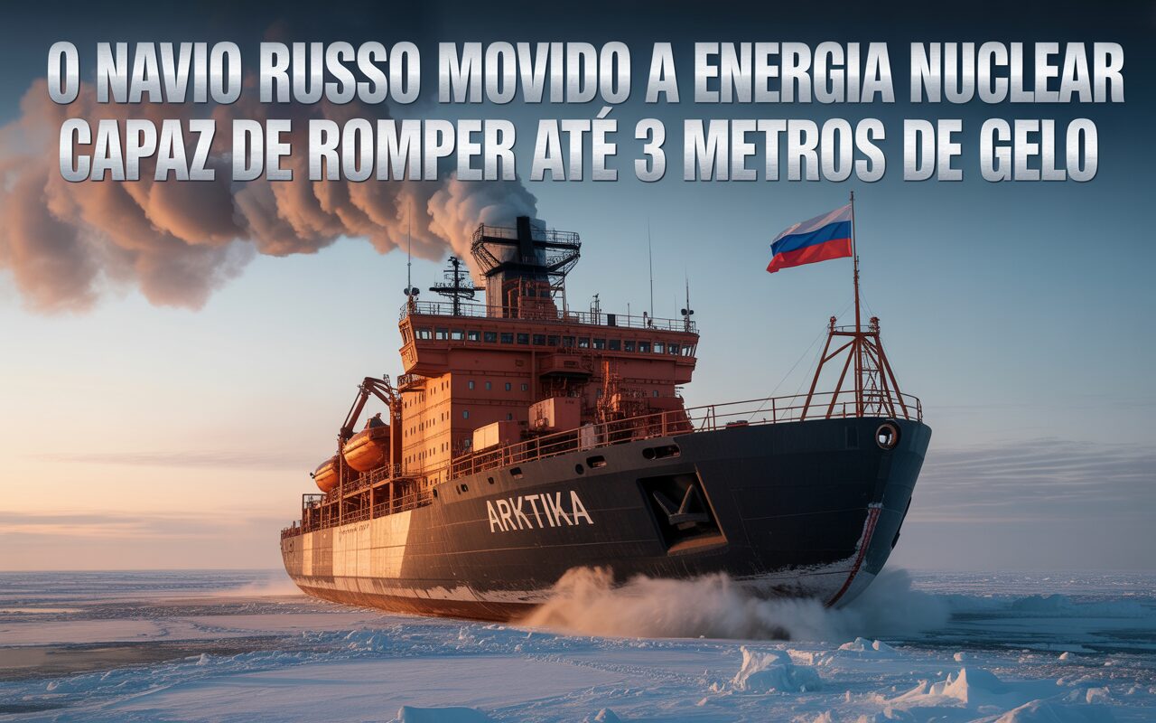 Movido a energia nuclear e capaz de romper até 3 metros de gelo, o navio russo Arktika fez história como o primeiro a alcançar o Polo Norte