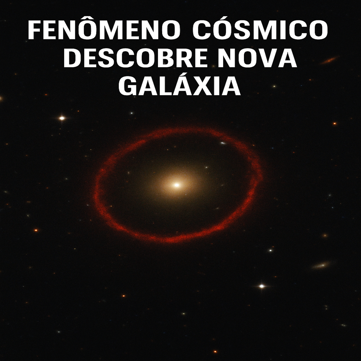 Imagem do anel de Einstein formado por lente gravitacional revelando galáxia de 11 bilhões de anos registrada pelo Hubble