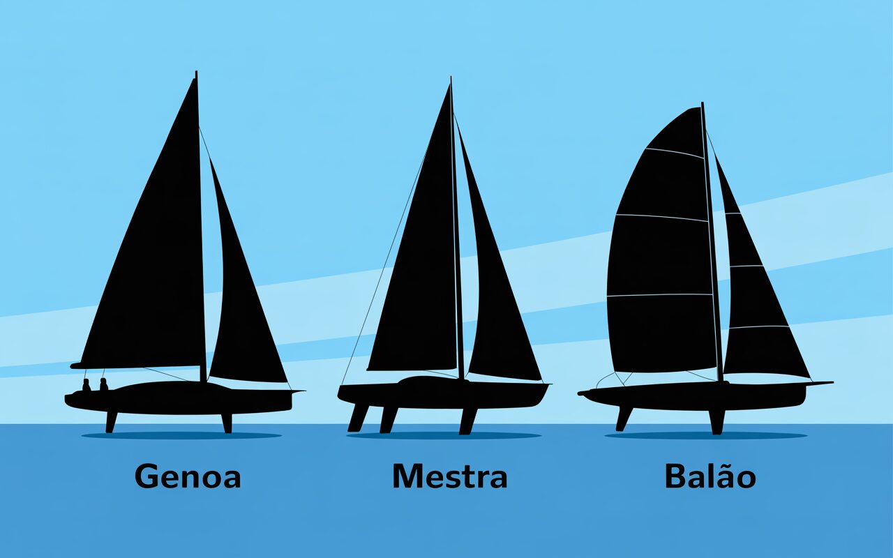 Quais são os tipos de vela e para que servem - genoa, mestra e balão têm funções diferentes conforme o vento e a rota
