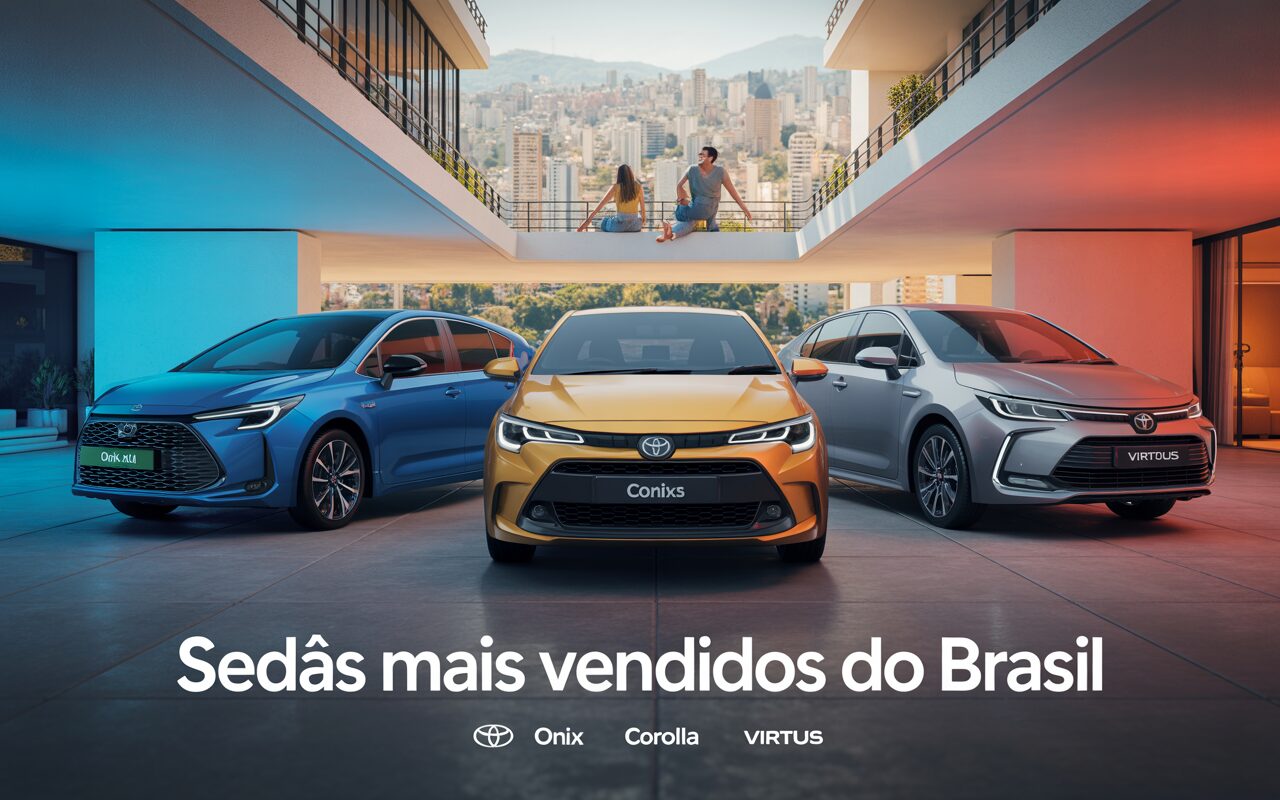 Sedãs mais vendidos do Brasil Onix Plus, Corolla e Virtus