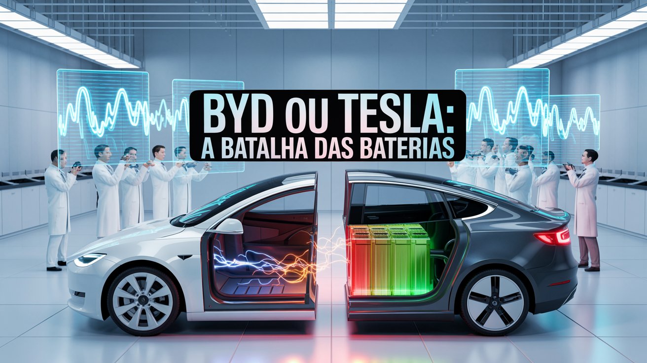Estudo técnico desmonta baterias da Tesla e BYD e revela qual delas entrega mais eficiência, segurança e economia aos carros elétricos.