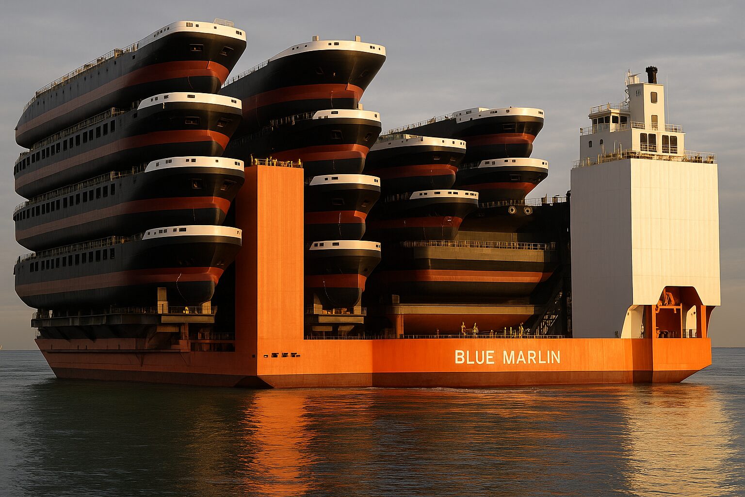 O navio que virou ponte: conheça Blue Marlin, colosso dos mares que carrega plataformas de petróleo, submarinos e cargueiros inteiros desfilando pelos oceanos com até 75 mil toneladas