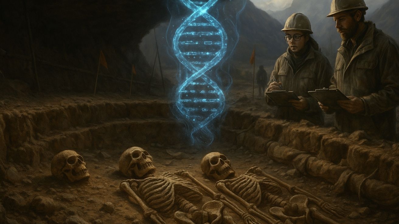 Ilustração de uma civilização antiga desconhecida com traços genéticos únicos descobertos pela arqueologia colombiana