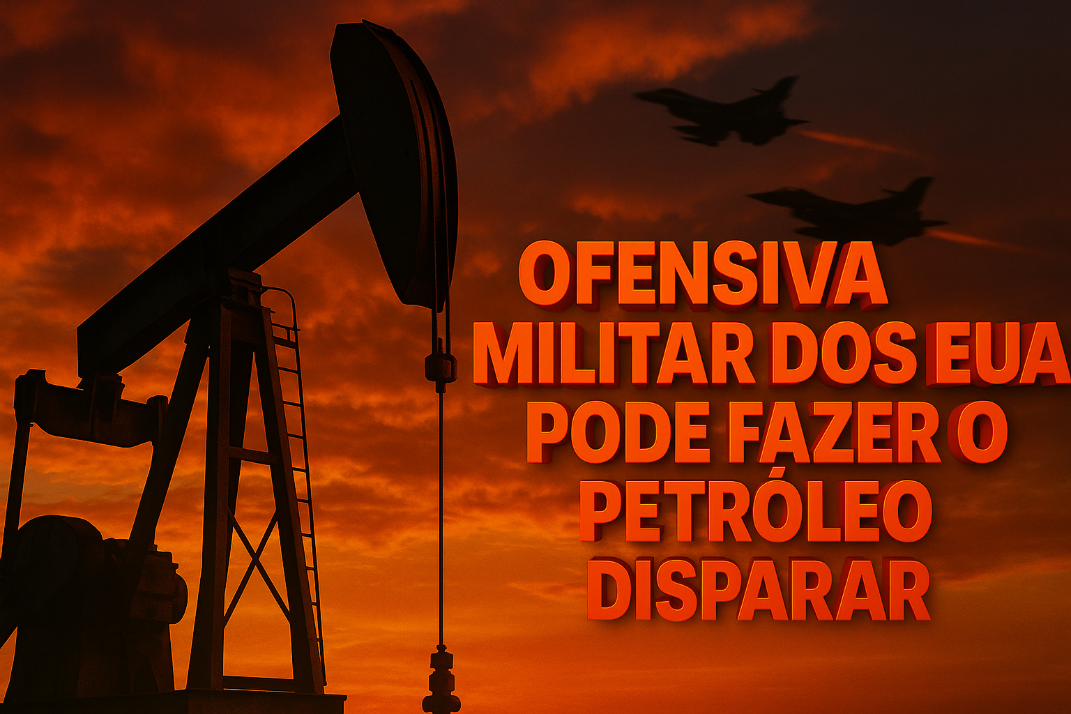Ofensiva militar dos EUA pode fazer o petróleo disparar, com bomba de óleo e céu em chamas