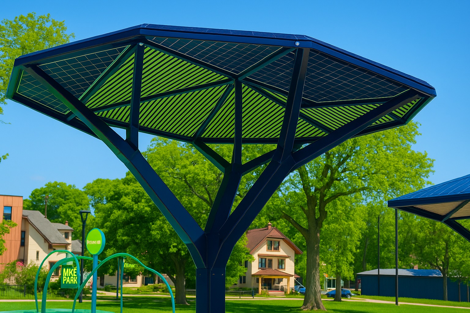 Energia renovável com arte “árvores solares” fornecem sombra, luz e eletricidade em parques dos EUA