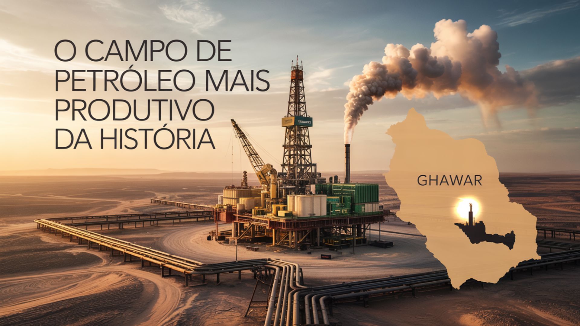 Ghawar o campo de petróleo na Arábia Saudita que sozinho produziu mais de 70 bilhões de barris e é quase do tamanho de um estado brasileiro