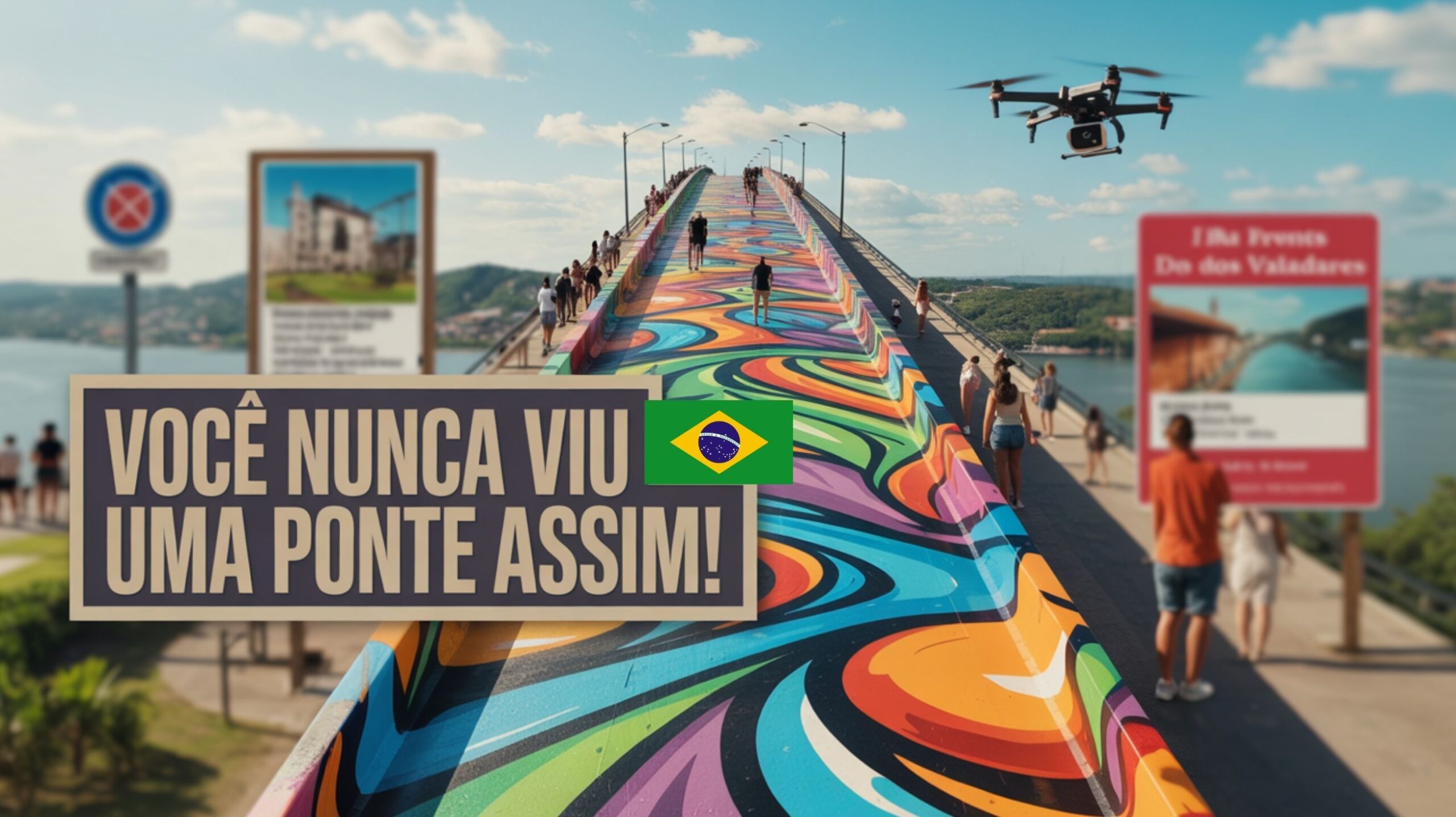 Ponte em Paranaguá vira atração com pintura de 1.500 m², unindo arte urbana, turismo e cultura no litoral do Paraná. Veja os detalhes. (Imagem: ilustração IA)