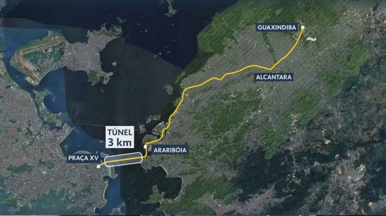 Nova linha de metrô vai ligar Rio, Niterói e São Gonçalo por túnel subaquático e promete reduzir tempo de viagem em mais de uma hora. Foto: Reprodução TV Globo