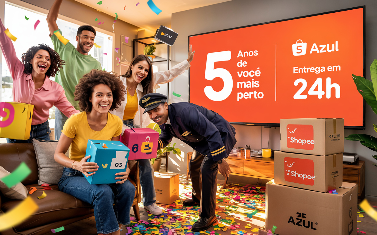 De app “baratinho” a gigante da entrega rápida: Shopee completa 5 anos no Brasil, fecha parceria inédita com a Azul prometendo entregas em 24h, desafiando Amazon e Mercado Livre em logística