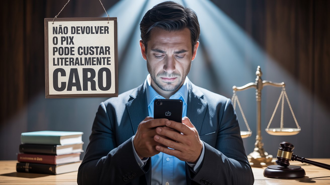 Receber Pix por engano pode sair caro: homem foi condenado a devolver R$ 115 e pagar multa de R$ 1.035 por não retornar o valor.