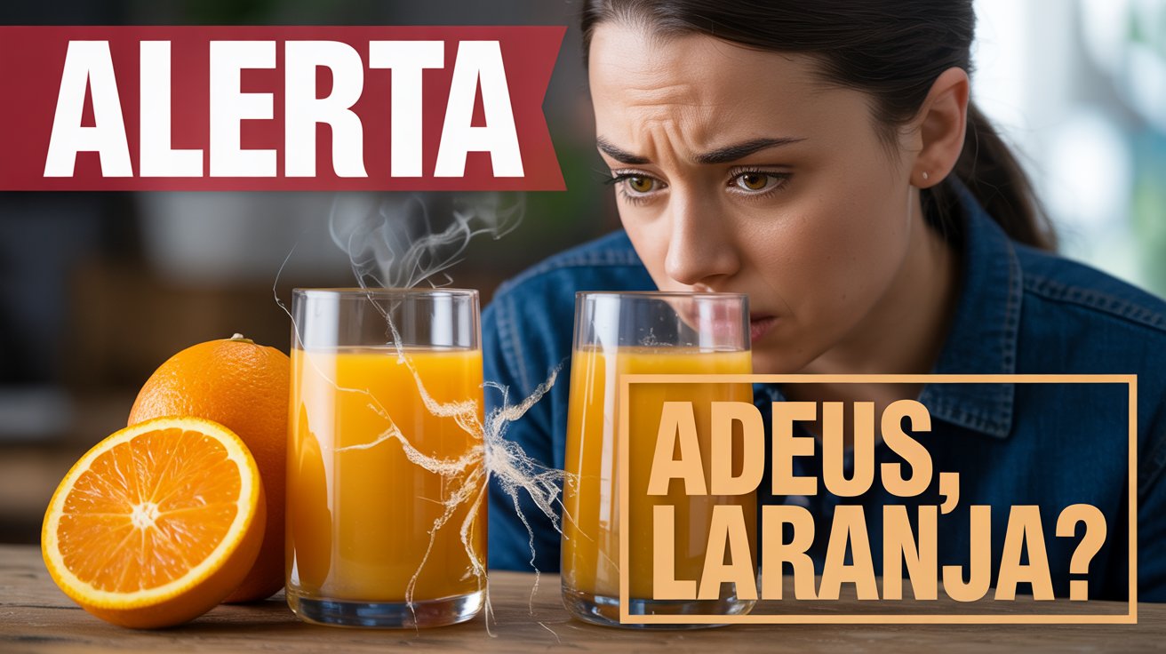 Crise histórica ameaça o suco de laranja. Produção em queda, uso de aditivos e preços em alta mudam o sabor da bebida. Entenda agora.
