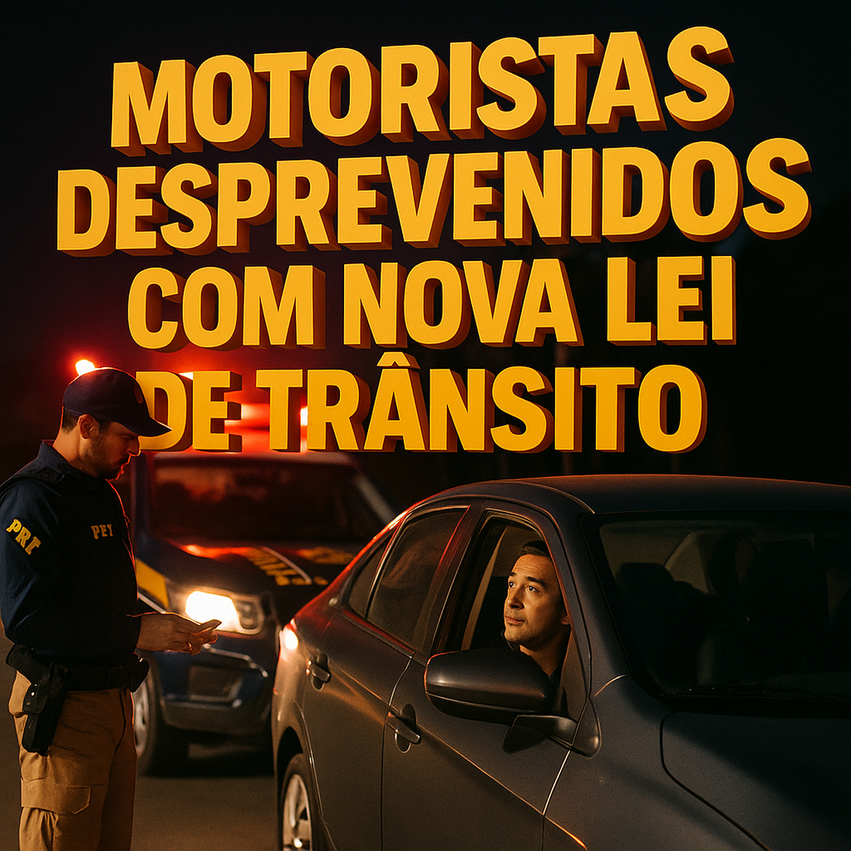 Motorista é abordado em blitz noturna por causa da nova lei dos retrovisores no Brasil em 2025