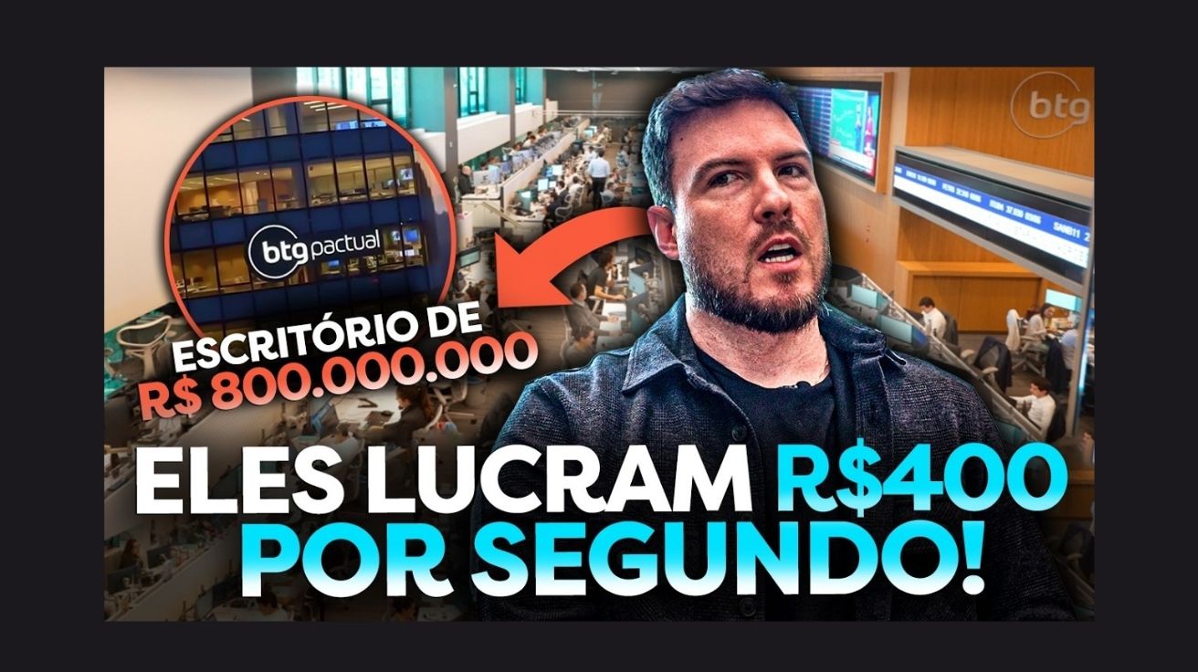 Thumb do vídeo de Thiago Nigro no canal Primo Rico destacando o BTG Pactual, com chamada visual sobre lucros por segundo e valor do escritório