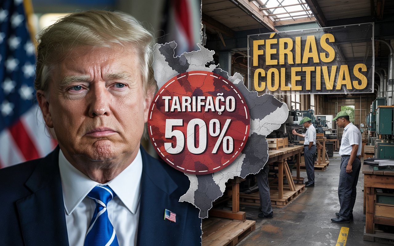Tarifaço de Trump já fecha linhas de produção no Brasil; fábrica no Paraná manda 640 funcionários para férias coletivas e exportação de madeira pode despencar