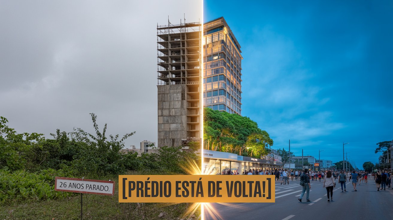 Prédio abandonado em Curitiba tem obras retomadas após 26 anos e será transformado em residencial inovador no centro da cidade.