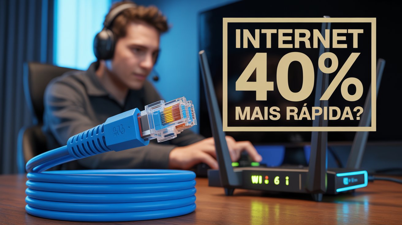 Cabo de rede Cat 8 blindado aumenta até 40% a velocidade do roteador Wi-Fi 6, ideal para gamers e conexões estáveis em 2025.