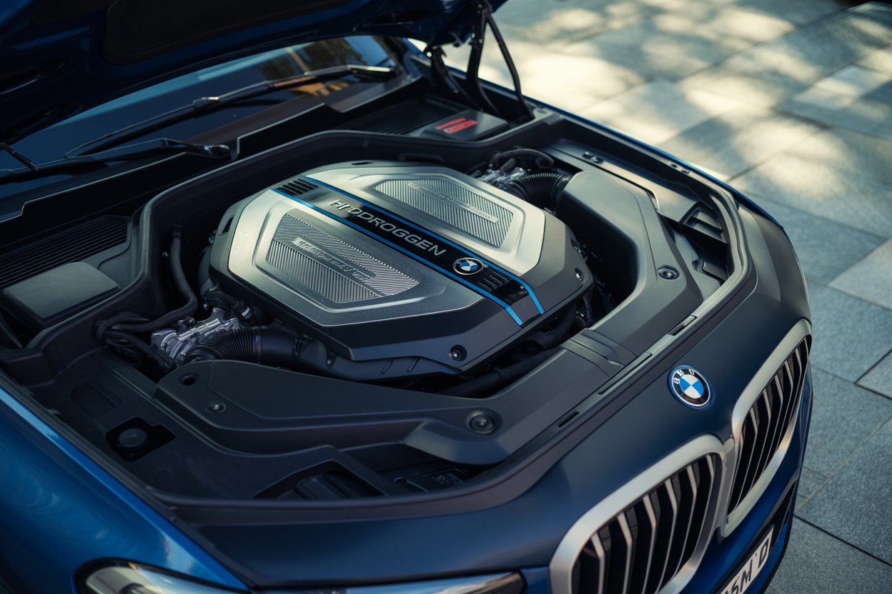 BMW X5 Hydrogen FCEV abastecendo em posto de hidrogênio na Alemanha.